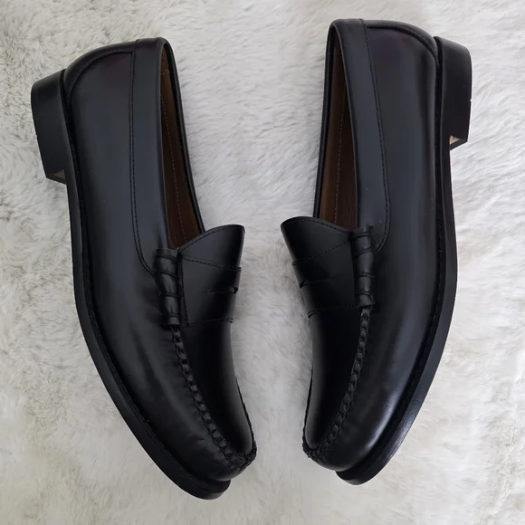 NEW J. Crew Classic Black Leather Penny Slip-On Loafers